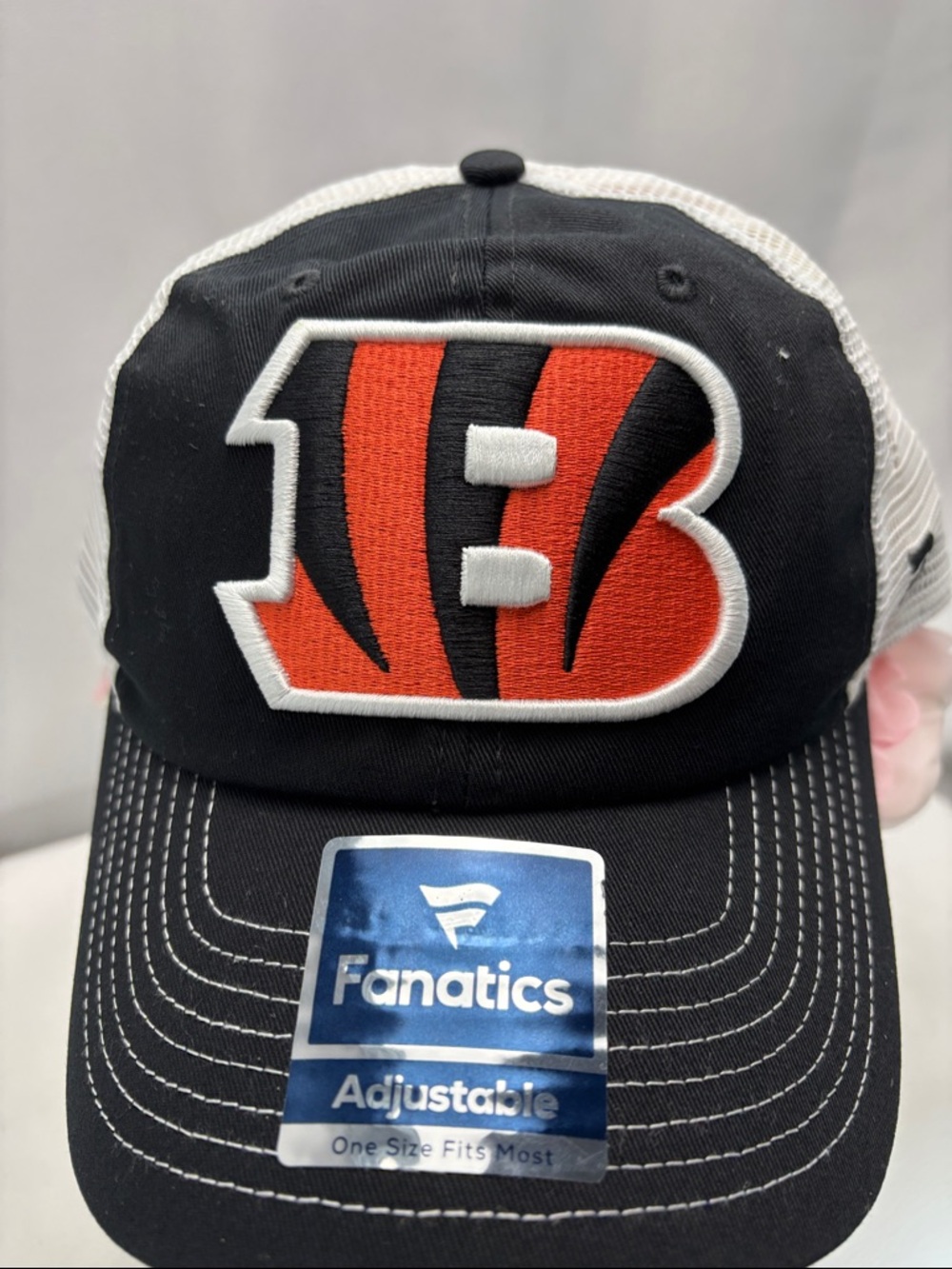 Fanatics Cincinnati‎ Bengals NFL Black Adjustable SnapBack Trucker Hat Blk&White